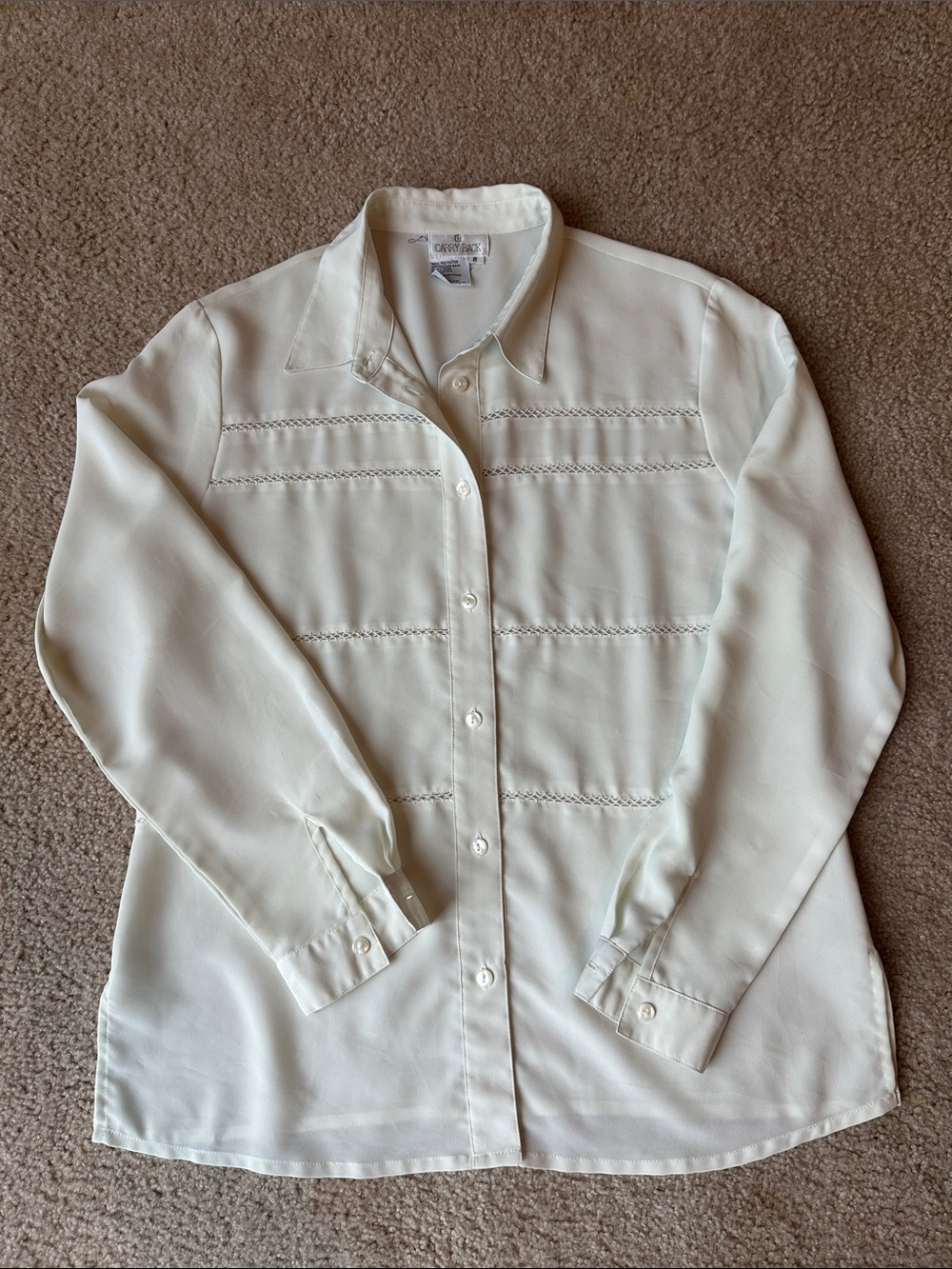 Women’s Cream Button-Front Lace-Trim Blouse